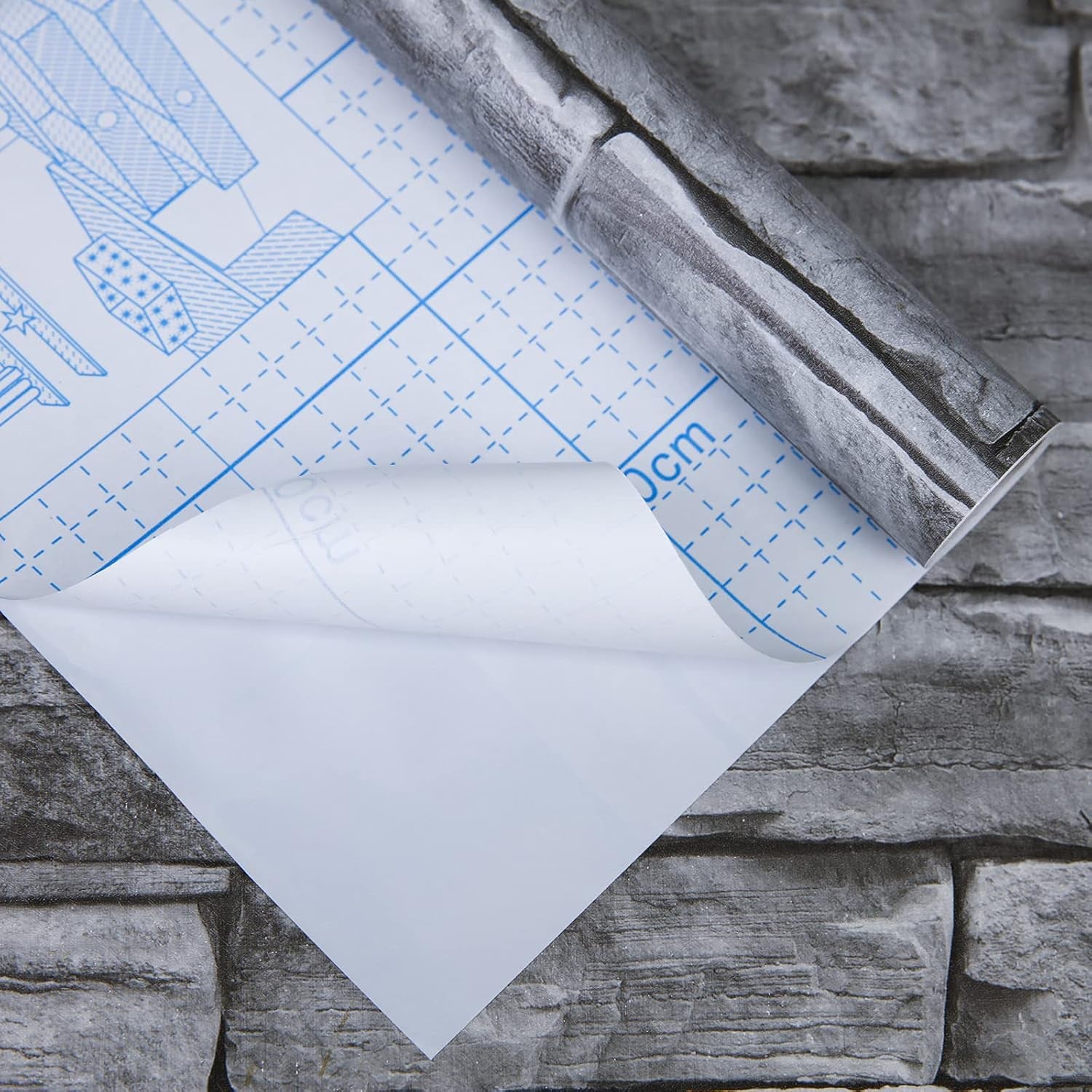 17.71" X 393.7" Grey Brick Wallpaper Peel and Stick, Removable Waterproof Wall Paper, Vinyl Self-Adhesive Contact Paper for Kitchen Bedroom Living Room Walls